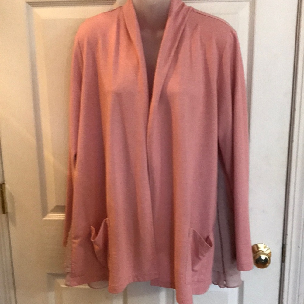 Logo by Lori Goldstein M muted pink French Terry jacket with inserts EUC